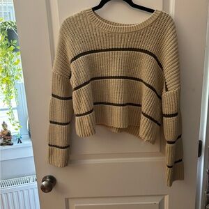 Moon & Madison Cream and Black Striped Sweater